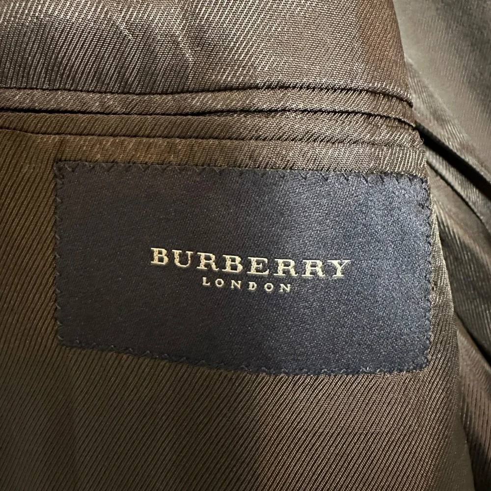 Burberry London Men Blazer XB55 44R‎ Gray Wool Two Button Blue Tone Sport Coat